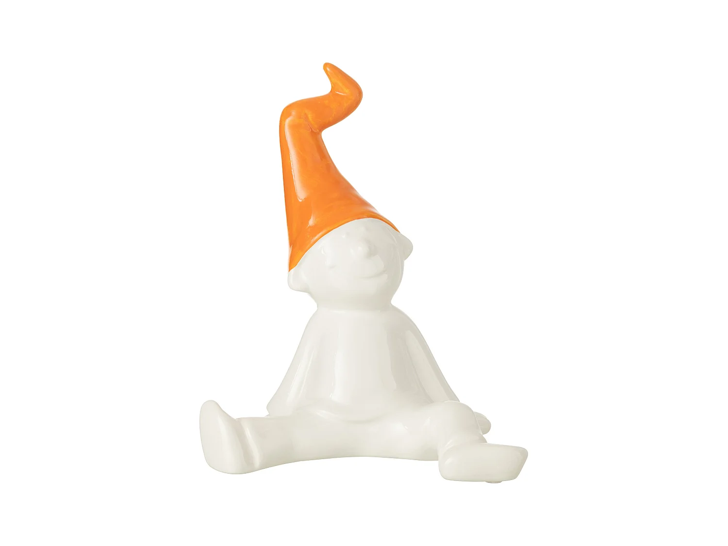Statuette Déco "Nain" 31cm Blanc & Orange