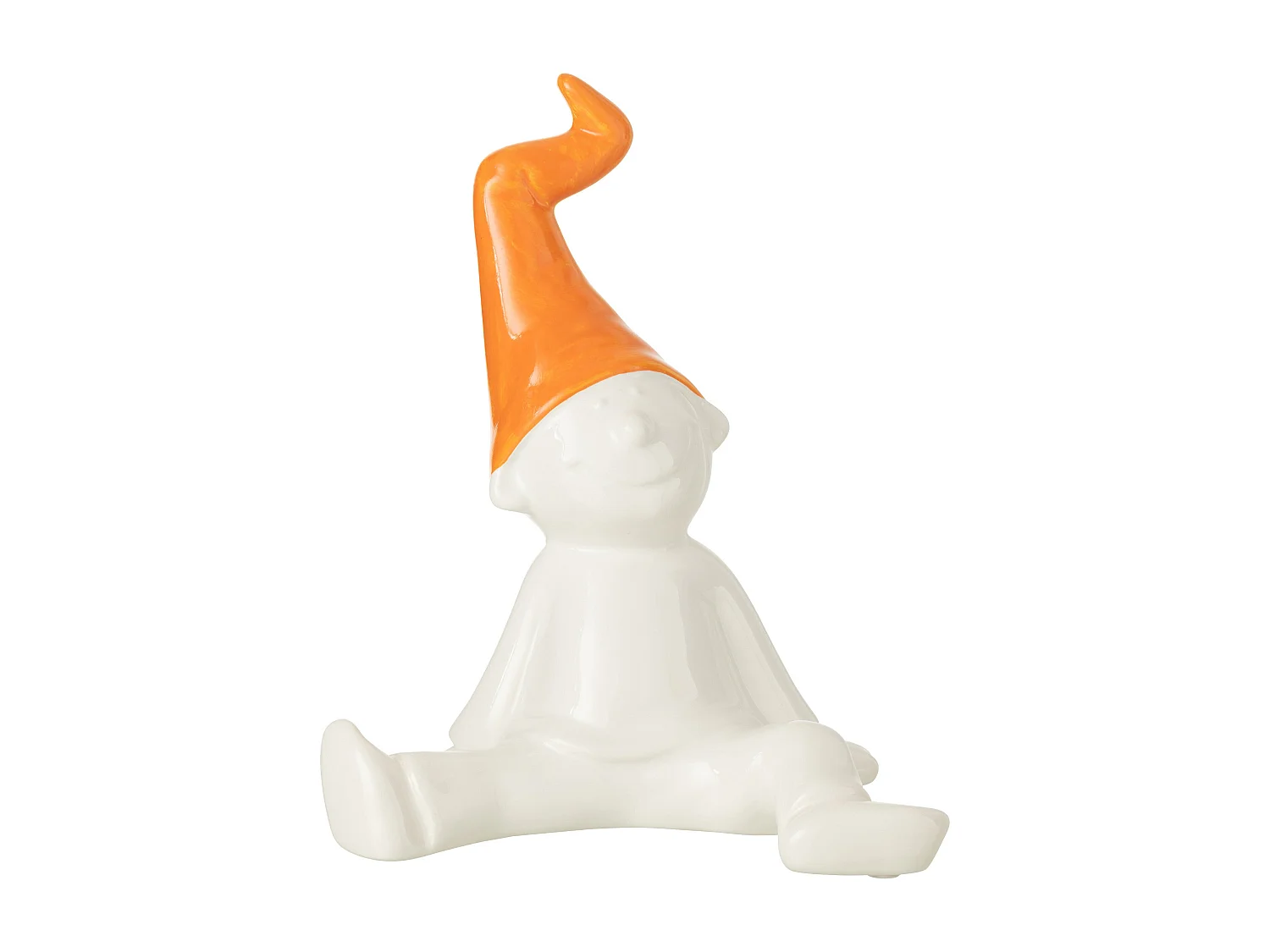 Statuette Déco "Nain" 31cm Blanc & Orange