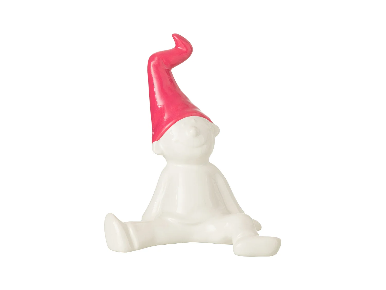 Statuette Déco "Nain" 31cm Blanc & Fuchsia