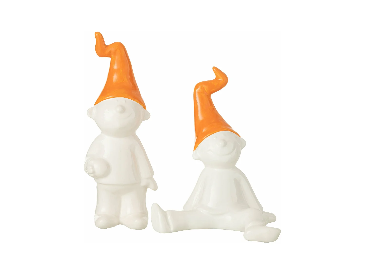 Statuette Déco "Nain" 29cm Blanc & Orange
