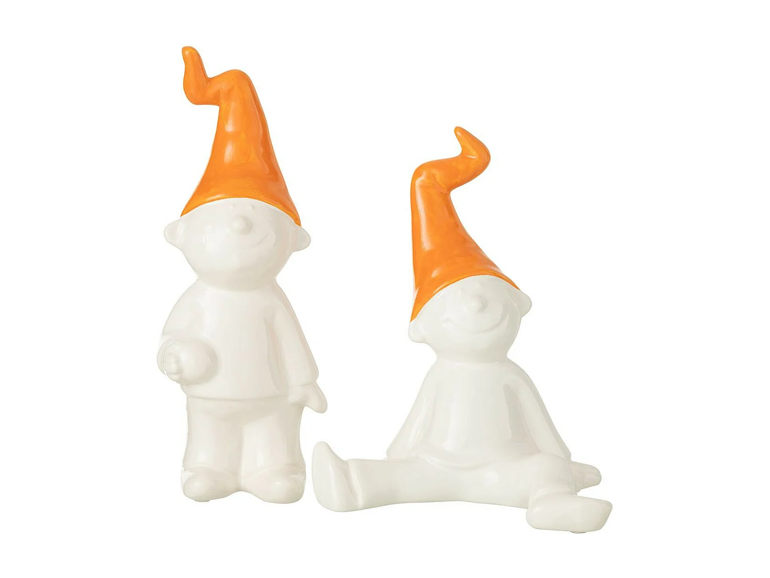 Statuette Déco "Nain" 29cm Blanc & Orange