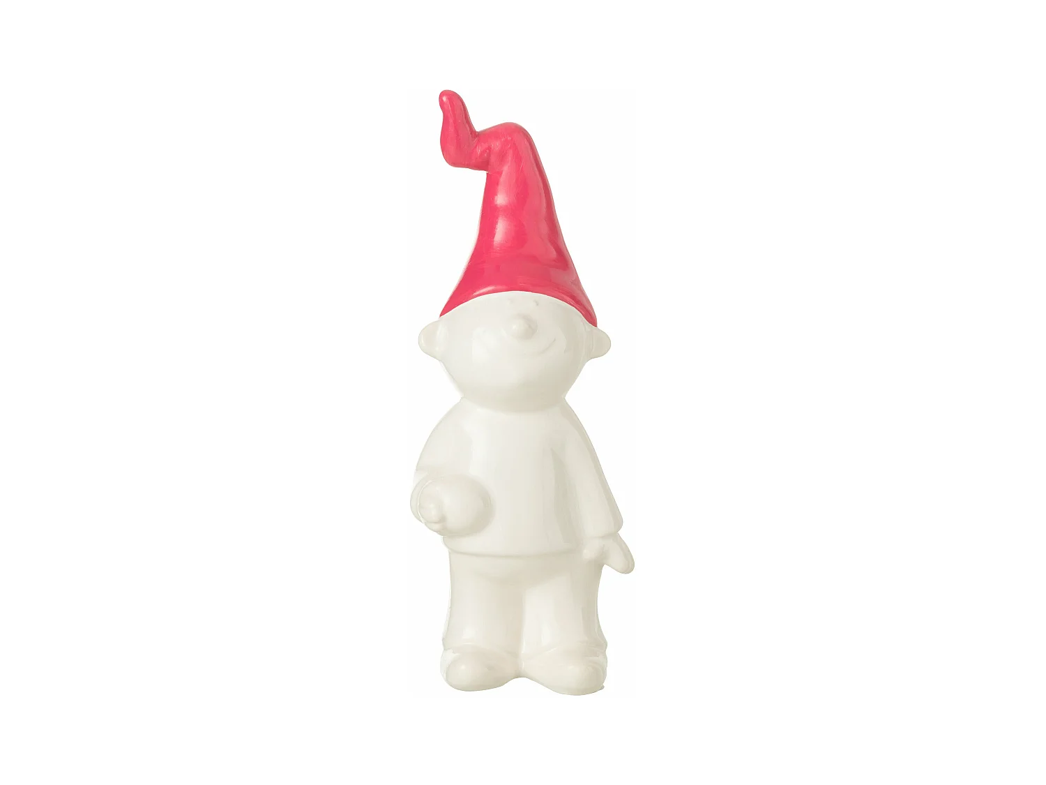 Statuette Déco "Nain" 29cm Blanc & Fuchsia