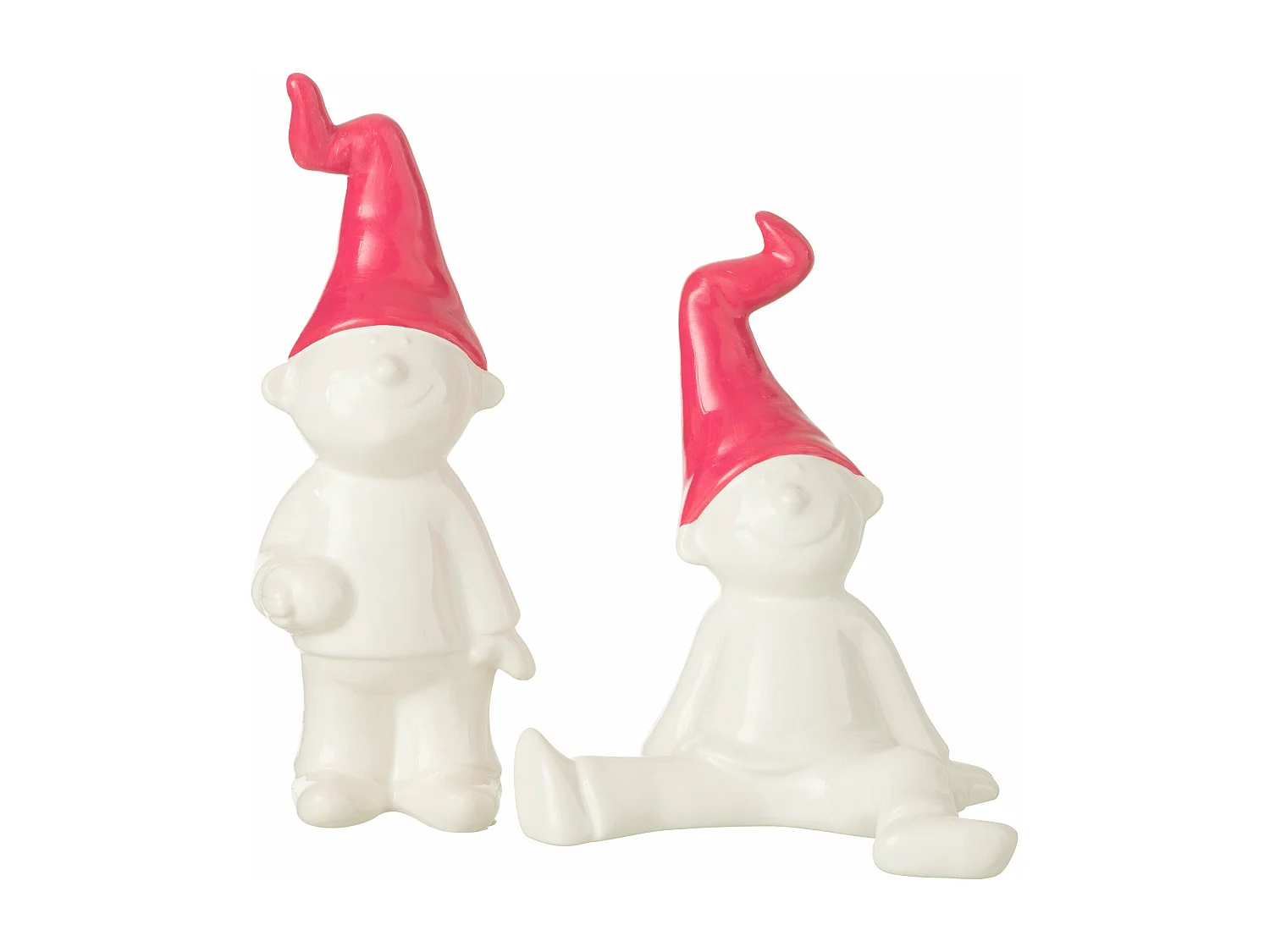 Statuette Déco "Nain" 29cm Blanc & Fuchsia