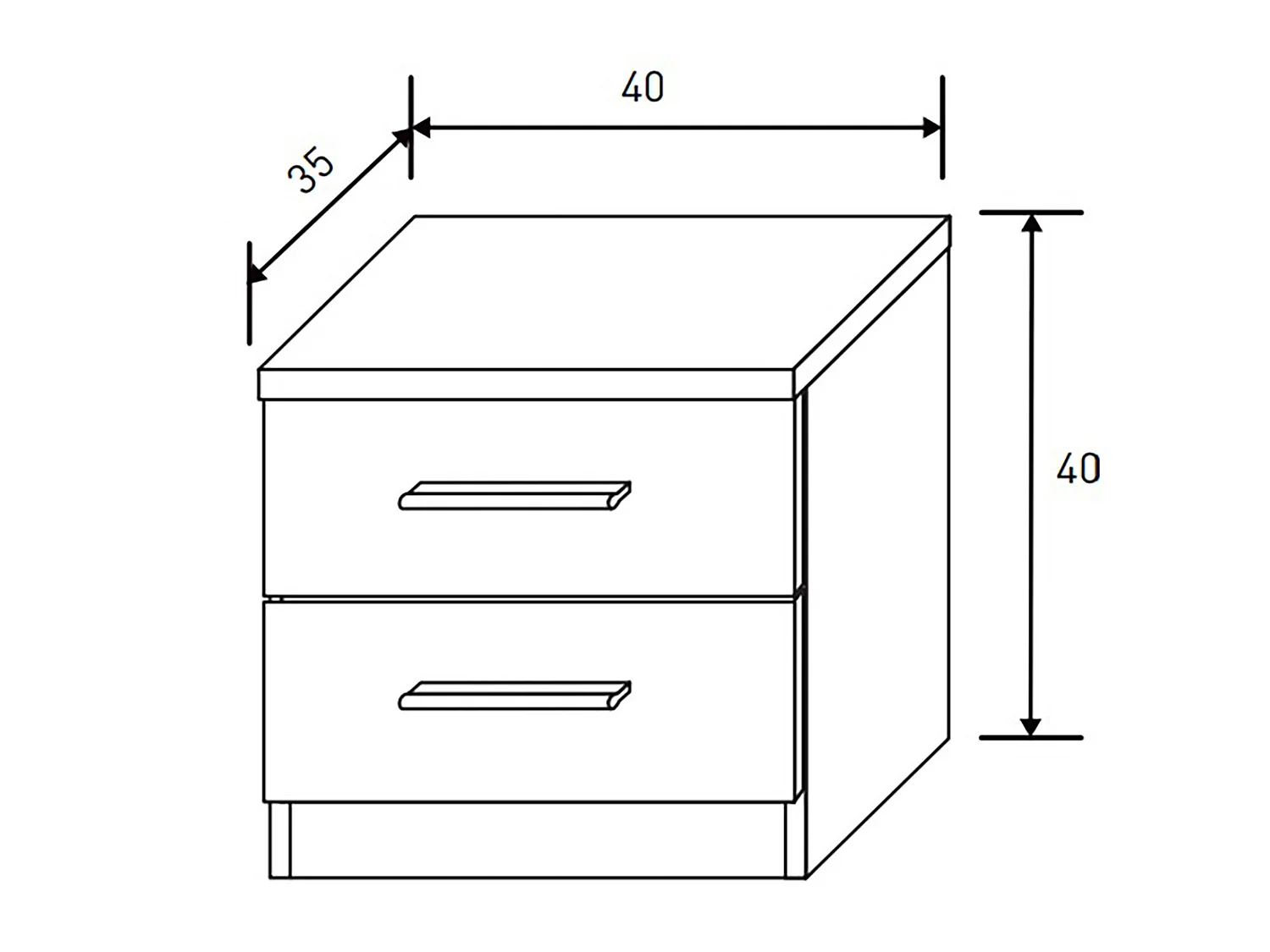 Table de chevet, table de nuit coloris chêne cambrian, blanc - Longueur 40 x profondeur 35 x hauteur 40 cm
