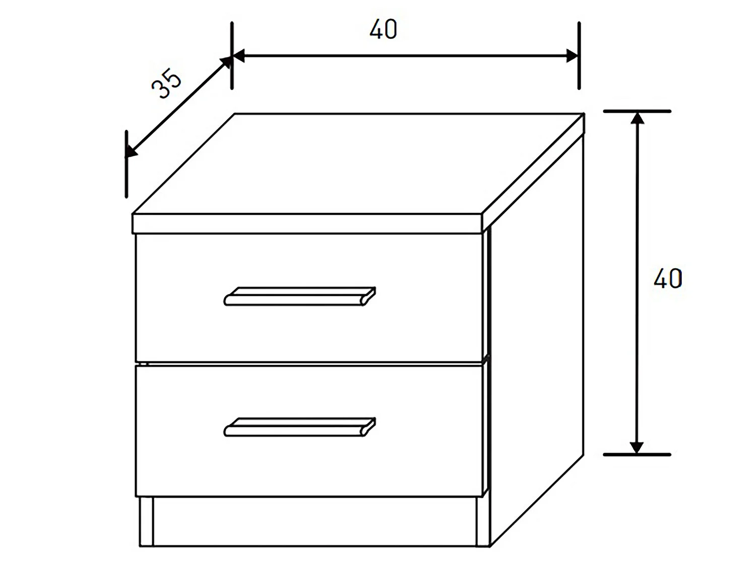 Table de chevet, table de nuit coloris chêne cambrian, blanc - Longueur 40 x profondeur 35 x hauteur 40 cm