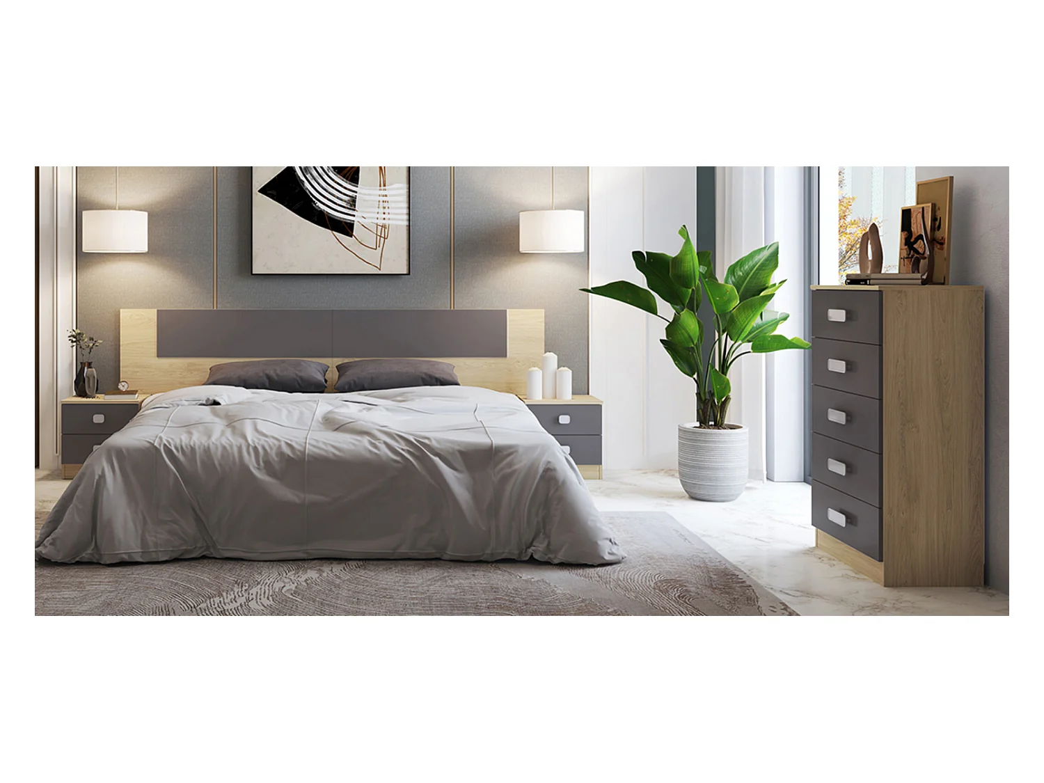 Table de chevet, table de nuit coloris puccini, graphite - Longueur 38,2 x Profondeur 33,5 x Hauteur 43,50 cm