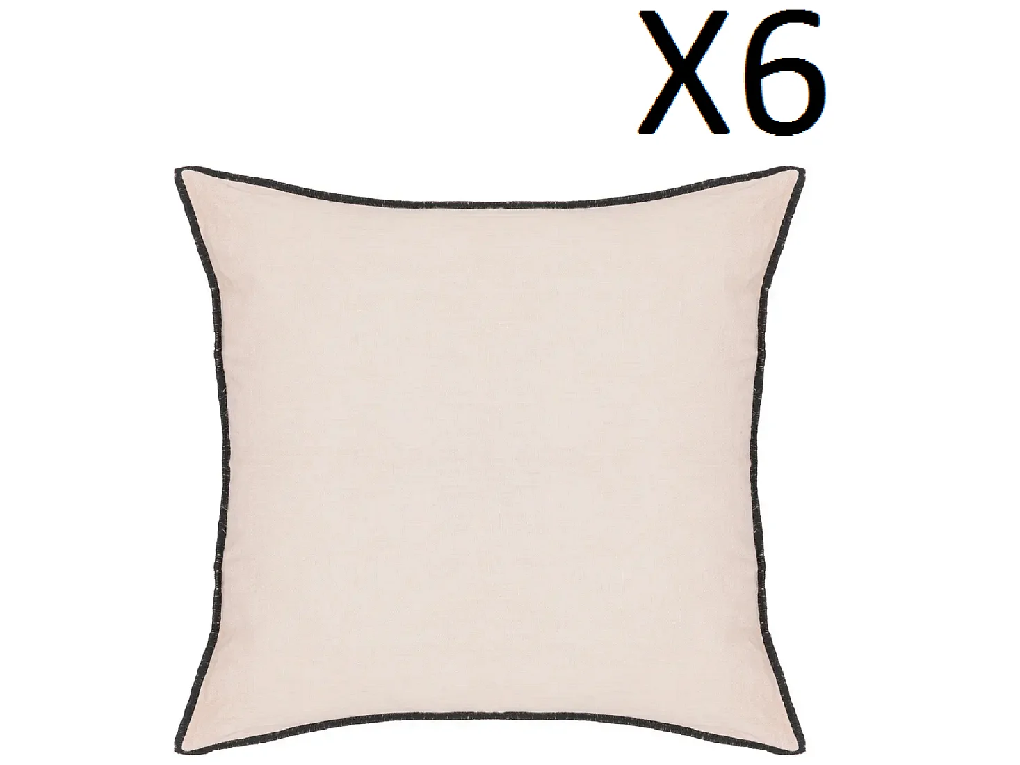 Lot de 6 coussin décoratif déhoussable en lin et coton coloris rose - Longueur 45 x Profondeur 12 x Hauteur 45 cm