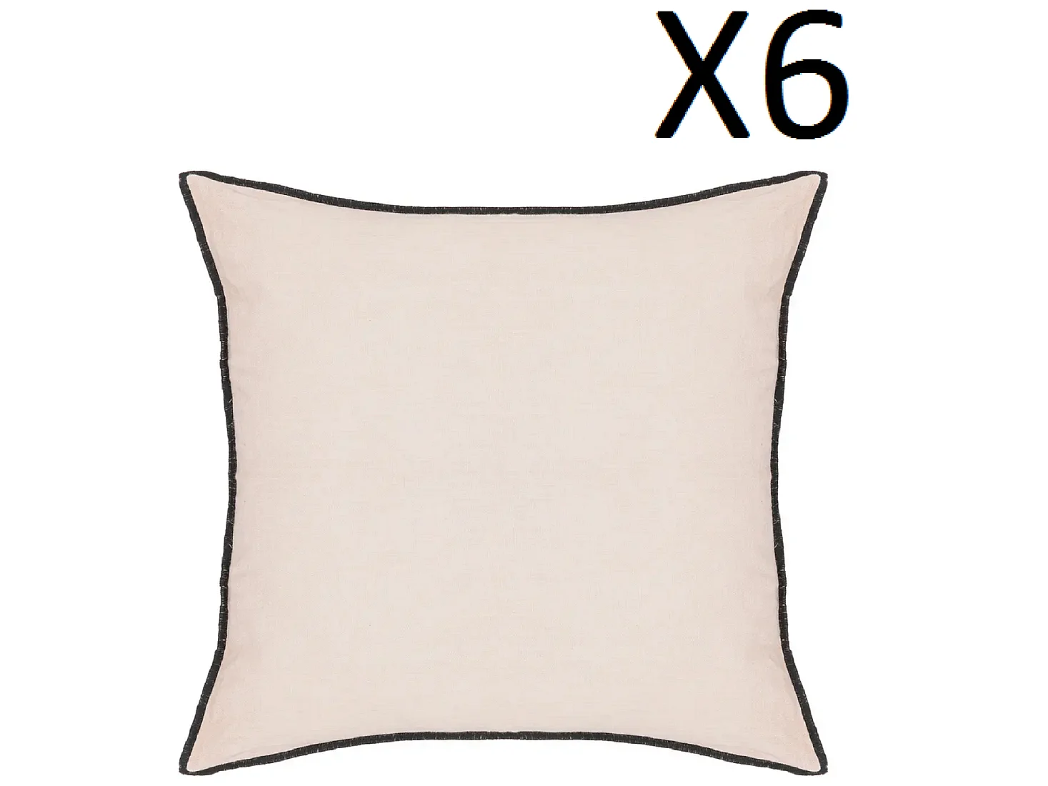 Lot de 6 coussin décoratif déhoussable en lin et coton coloris rose - Longueur 45 x Profondeur 12 x Hauteur 45 cm