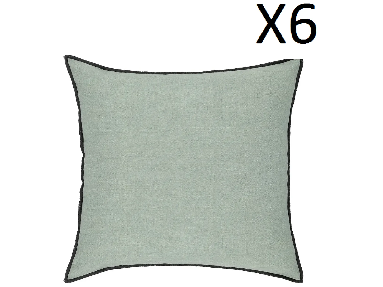 Lot de 6 coussin décoratif déhoussable en lin et coton coloris vert céladon - Longueur 45 x Profondeur 12 x Hauteur 45 cm