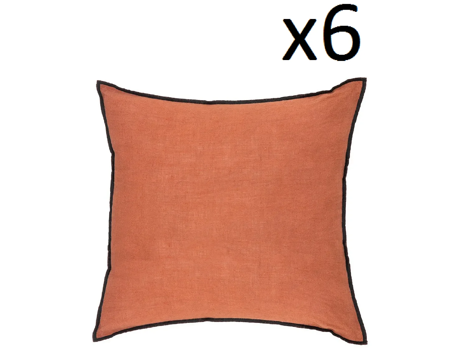Lot de 6 coussin décoratif déhoussable en lin et coton rose terracotta - Longueur 45 x Profondeur 12 x Hauteur 45 cm