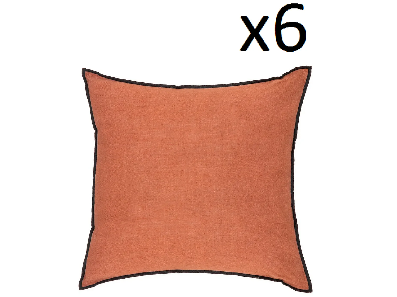 Lot de 6 coussin décoratif déhoussable en lin et coton rose terracotta - Longueur 45 x Profondeur 12 x Hauteur 45 cm
