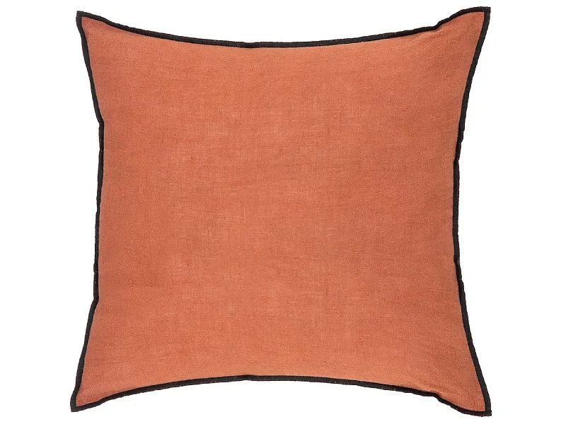 Lot de 6 coussin décoratif déhoussable en lin et coton rose terracotta - Longueur 45 x Profondeur 12 x Hauteur 45 cm