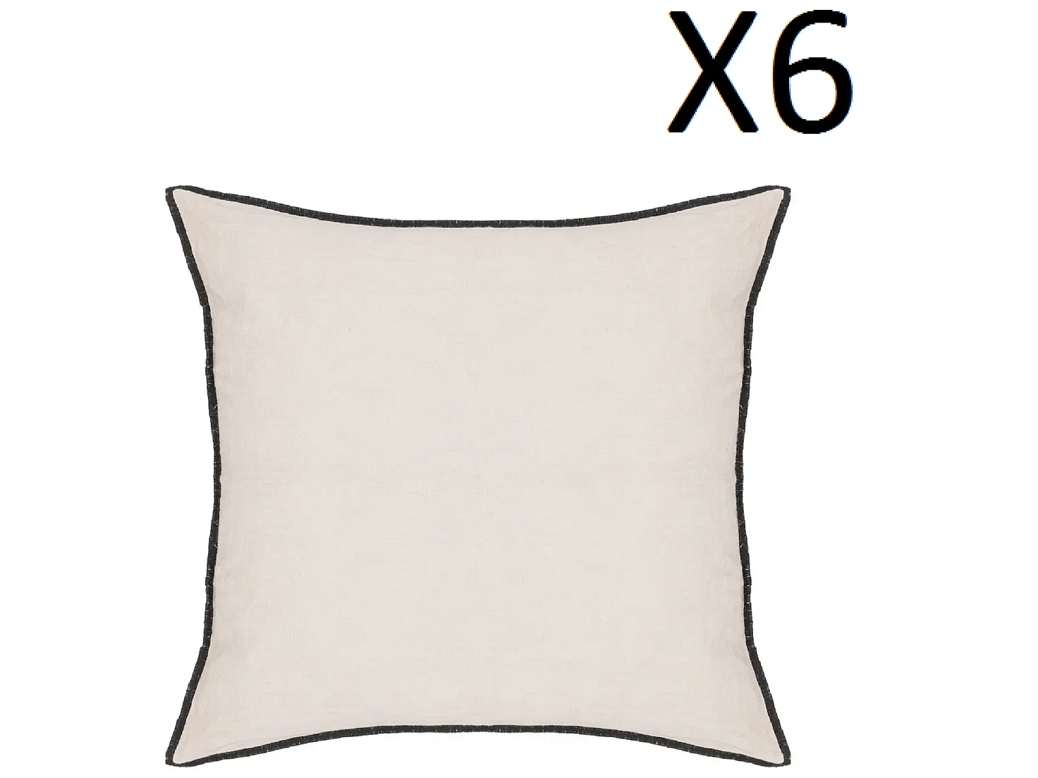 Lot de 6 coussin décoratif déhoussable en lin et coton coloris beige - Longueur 45 x Profondeur 12 x Hauteur 45 cm