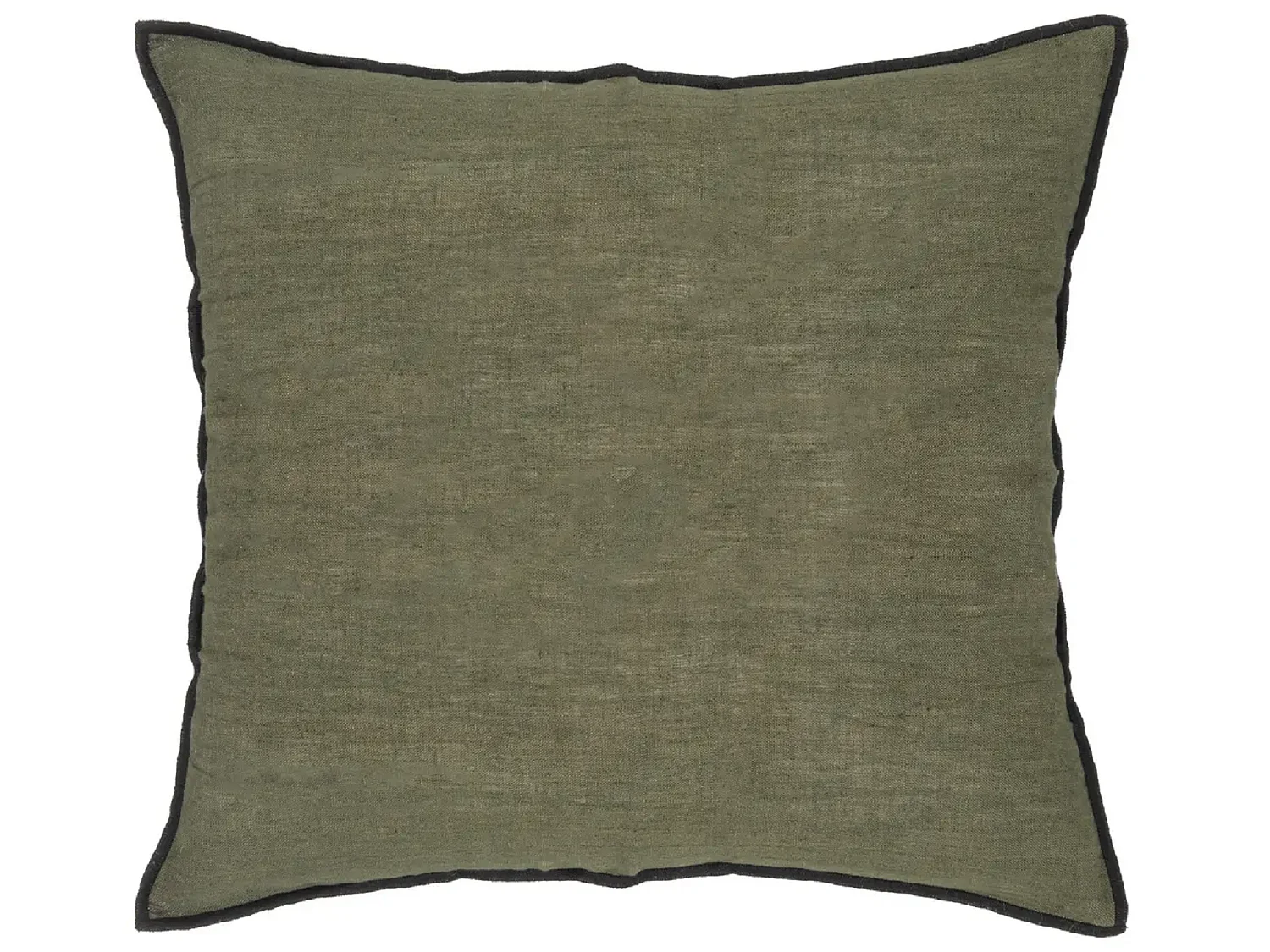 Lot de 6 coussin décoratif déhoussable en lin et coton coloris vert kaki - Longueur 45 x Profondeur 12 x Hauteur 45 cm