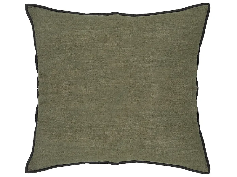 Lot de 6 coussin décoratif déhoussable en lin et coton coloris vert kaki - Longueur 45 x Profondeur 12 x Hauteur 45 cm