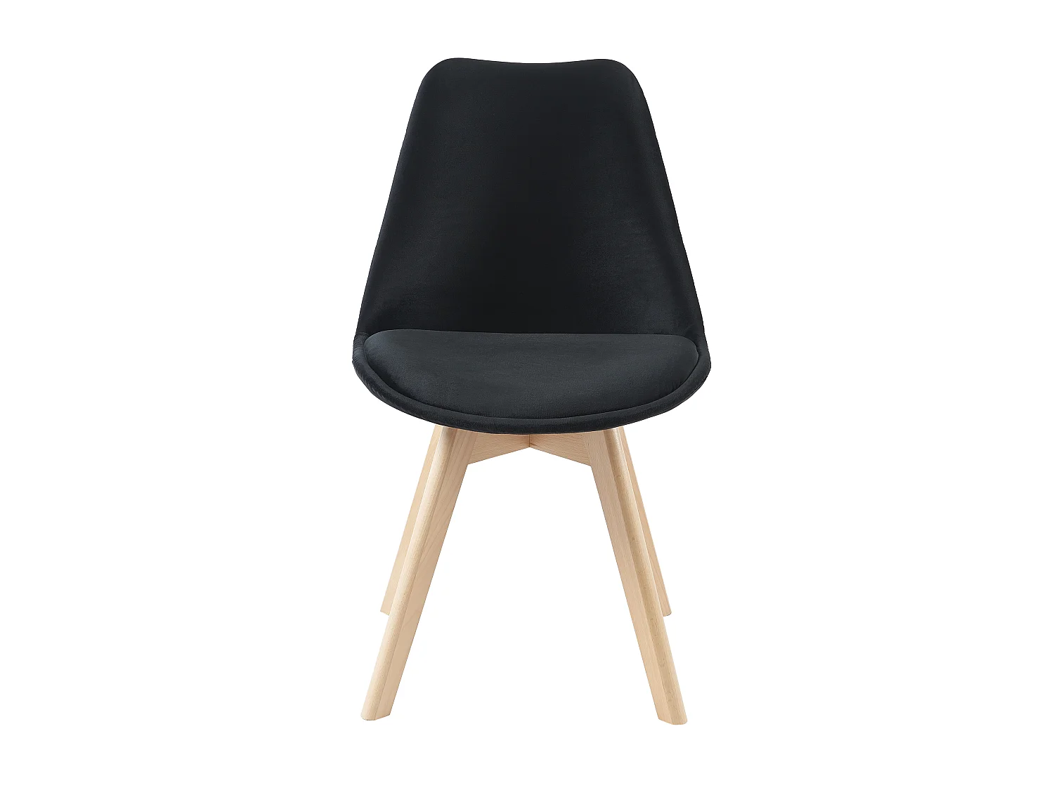 Set van 6 stoelen in fluweel en beuken - Zwart - JODY