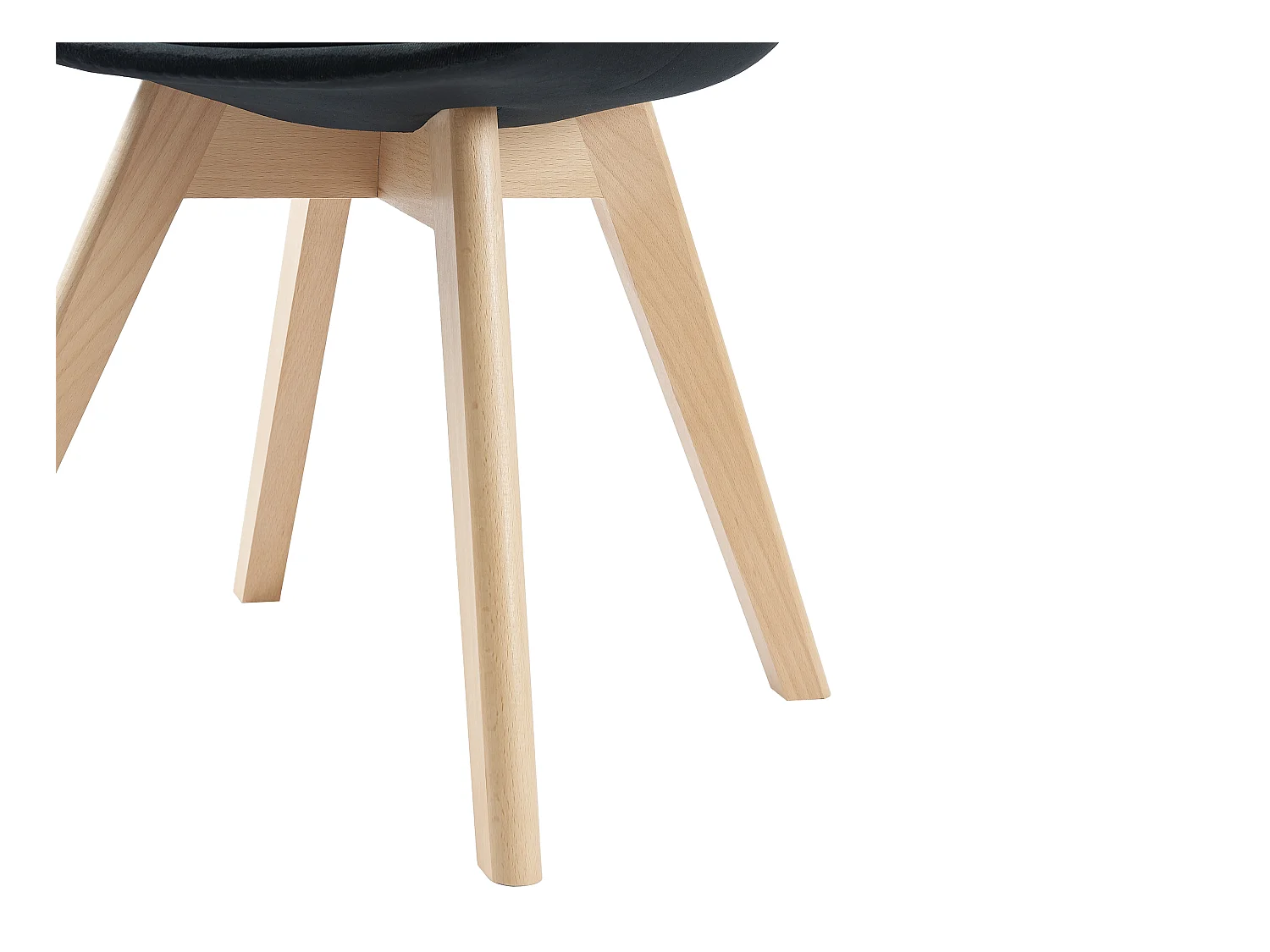 Set van 6 stoelen in fluweel en beuken - Zwart - JODY