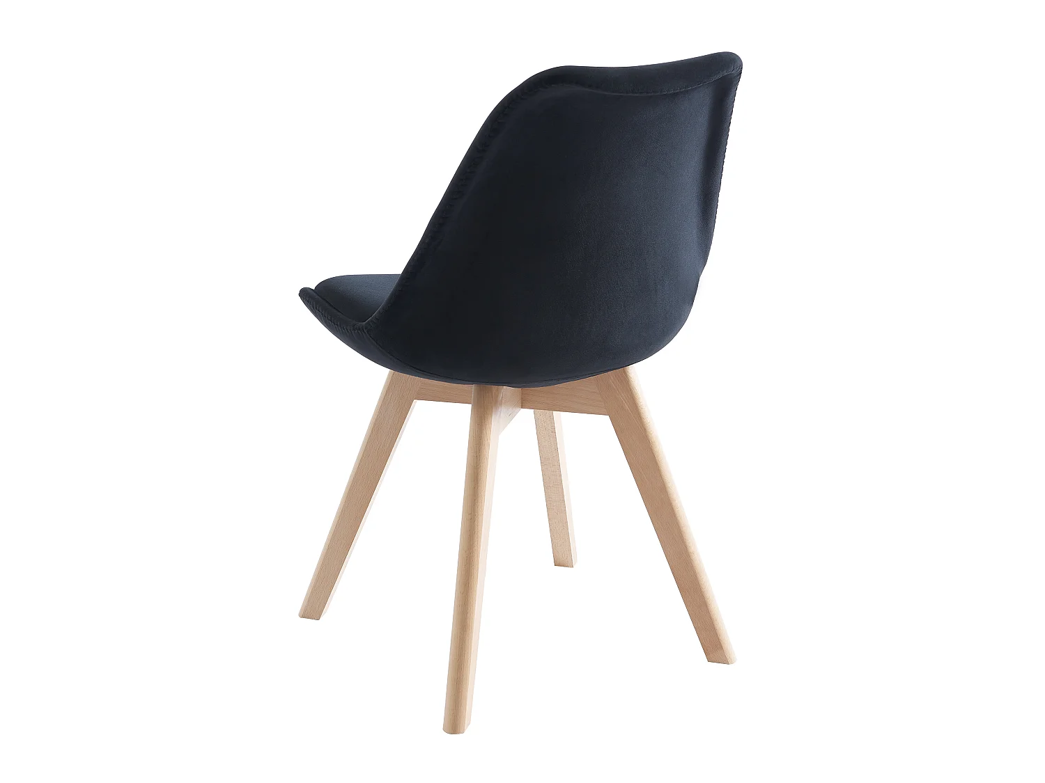 Set van 6 stoelen in fluweel en beuken - Zwart - JODY