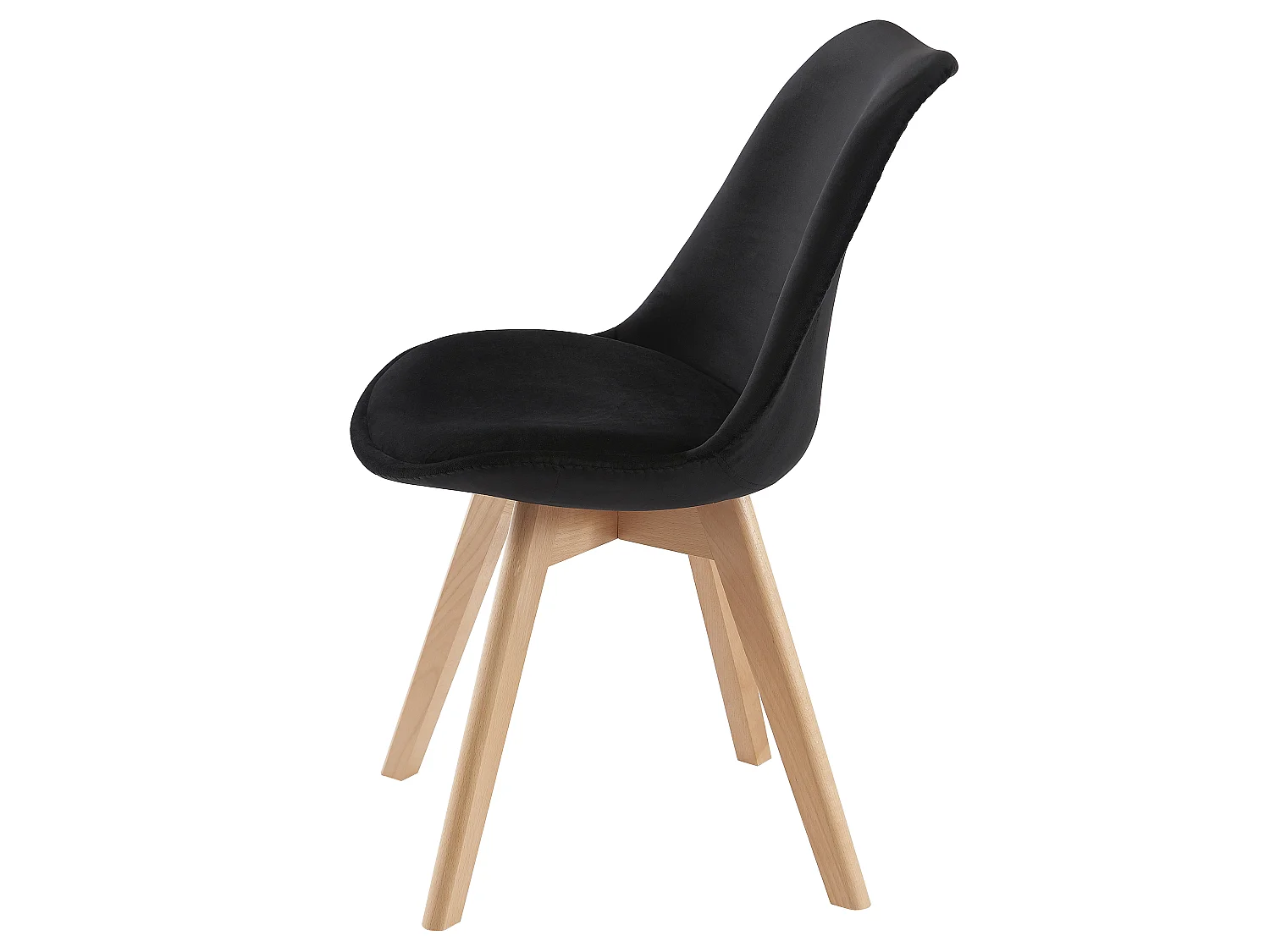 Lot de 6 chaises en velours et hêtre - Noir - JODY