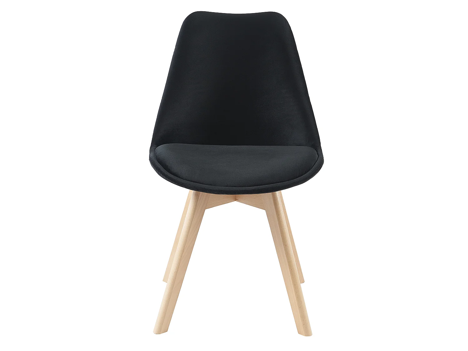 Lot de 6 chaises en velours et hêtre - Noir - JODY
