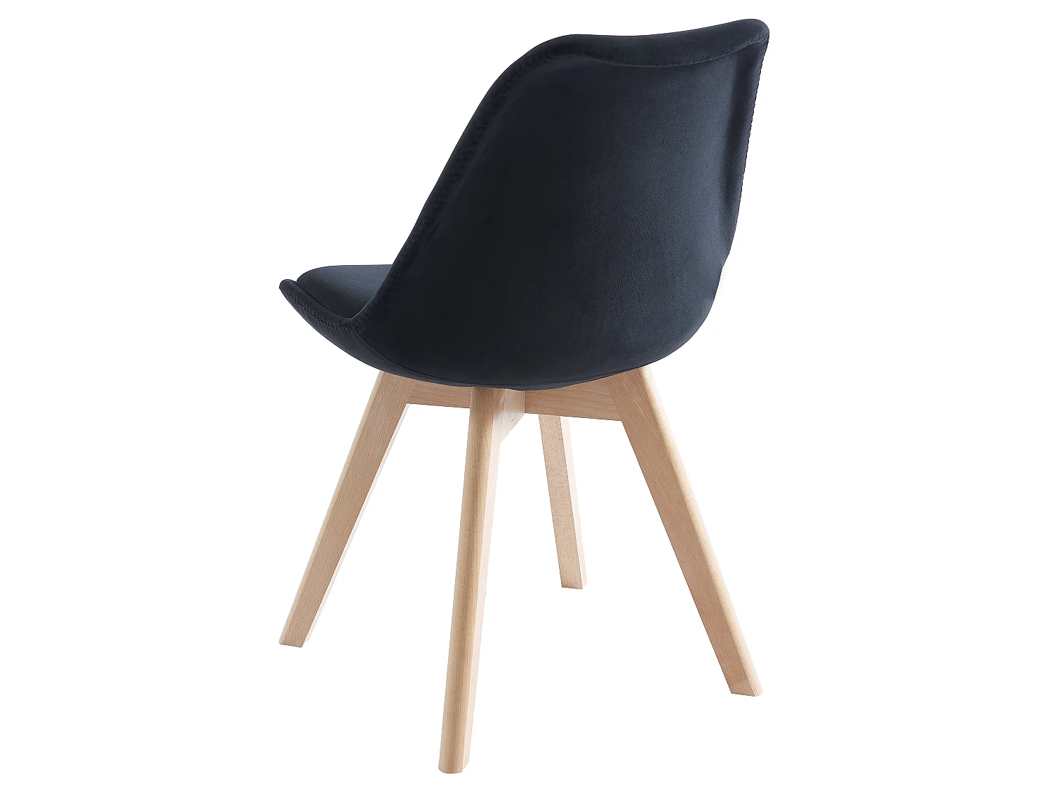 Lot de 6 chaises en velours et hêtre - Noir - JODY