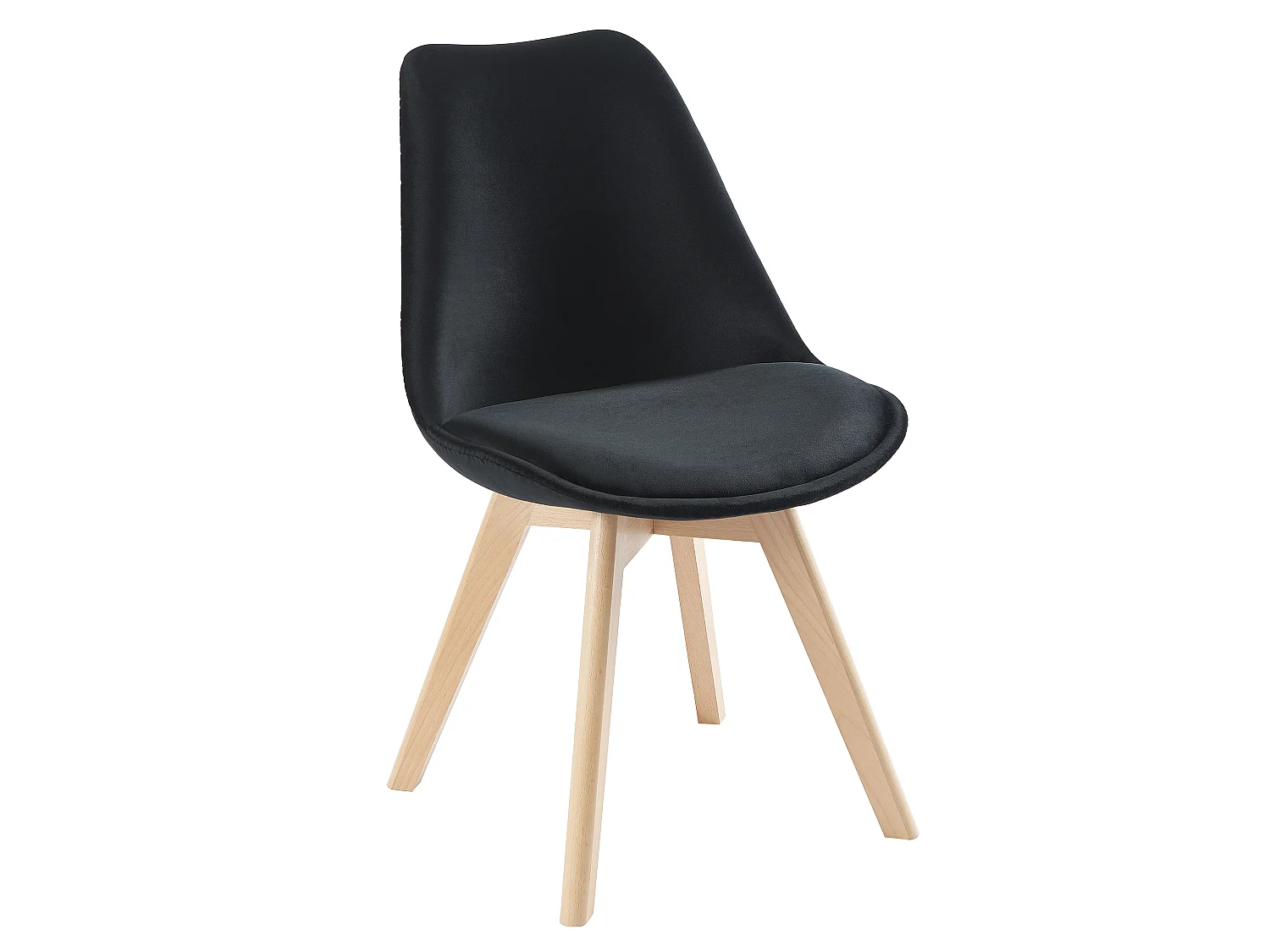 Lot de 6 chaises en velours et hêtre - Noir - JODY