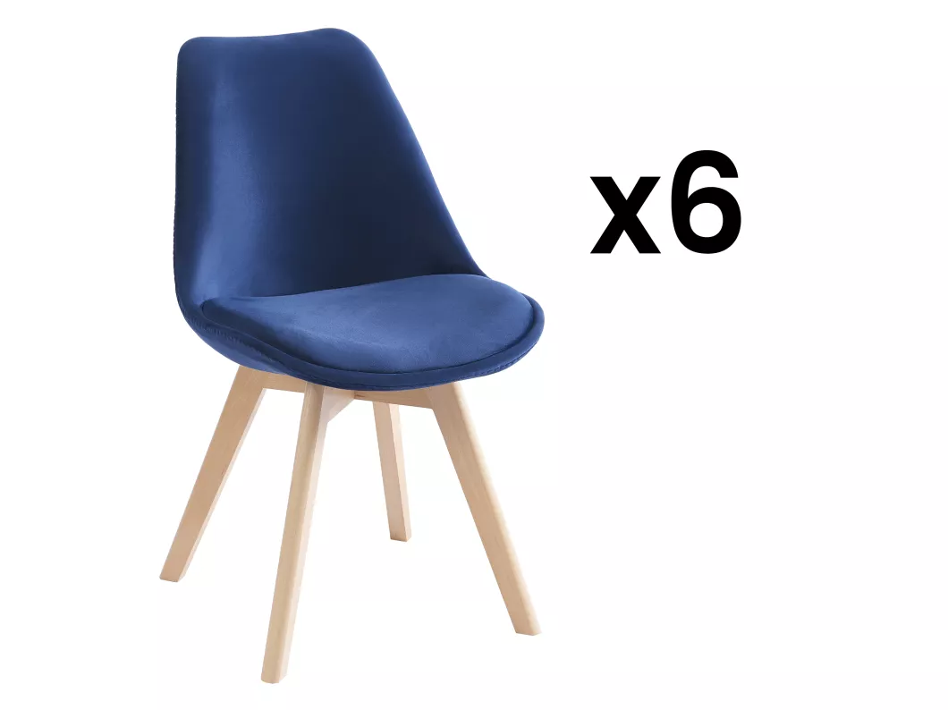 Kauf Unique Stühle 6er-Set - Samt & Buche - Blau - JODY