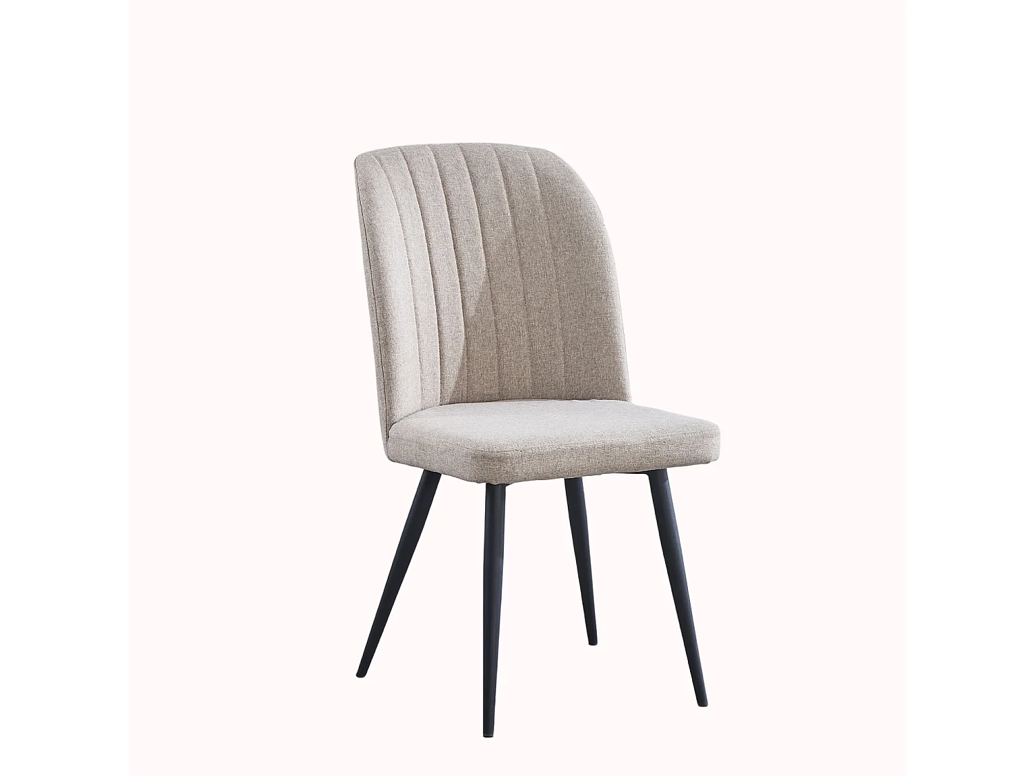 Lot de 4 chaises en tissu coloris beige avec pieds coloris noir - Longueur 46 x Profondeur 55 x Hauteur 92 cm