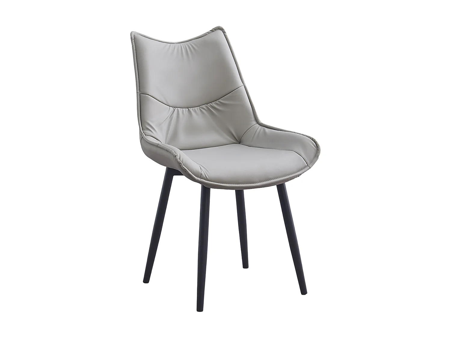 Lot de 6 chaises de salle à manger en PU coloris beige avec pieds en métal noir  - Longueur 55 x profondeur 61 x hauteur 95 cm