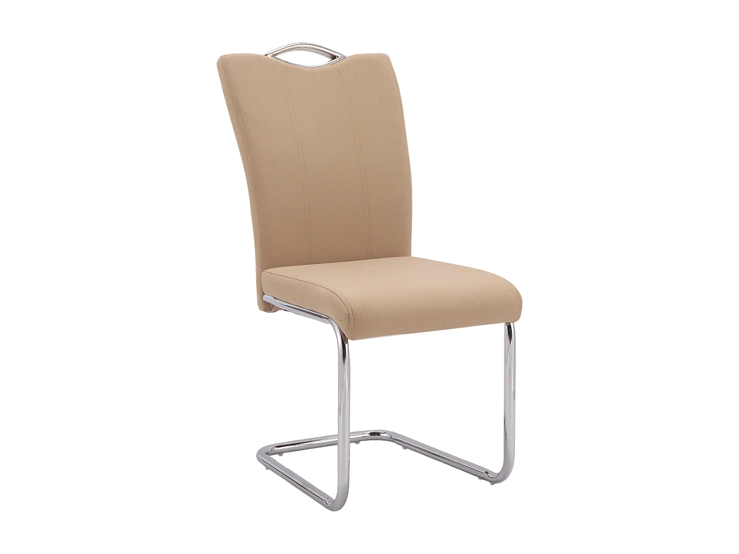 Lot de 4 chaises de salle à manger en tissu jarama coloris beige avec pieds coloris chromé - Longueur 44 x profondeur 61 x hauteur 98 cm