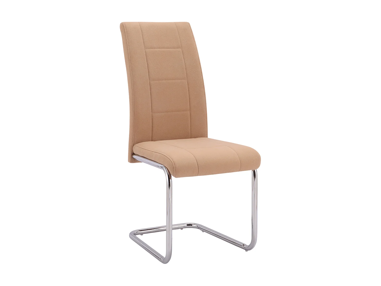 Lot de 4 chaises de salle à manger en tissu jarama coloris beige avec pieds coloris chromé - Longueur 44 x profondeur 61 x hauteur 100 cm