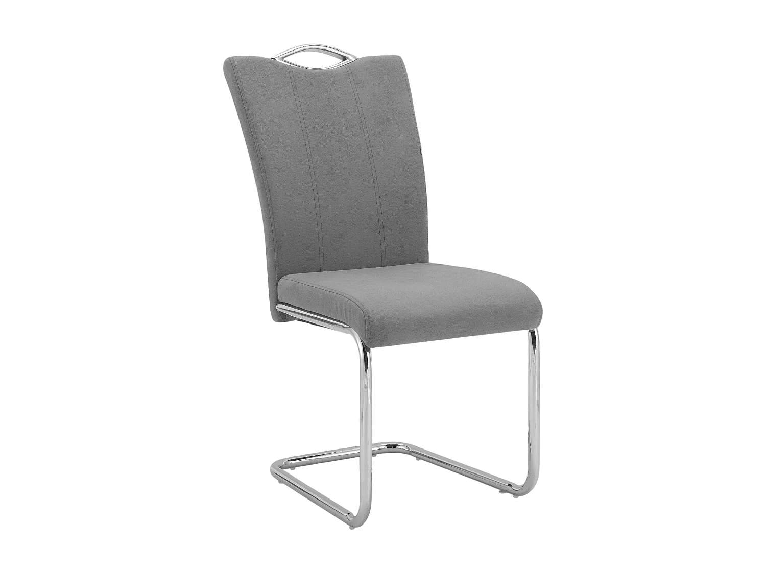 Lot de 4 chaises de salle à manger en jarama gris avec pieds coloris chromé - Longueur 44 x profondeur 61 x hauteur 98 cm