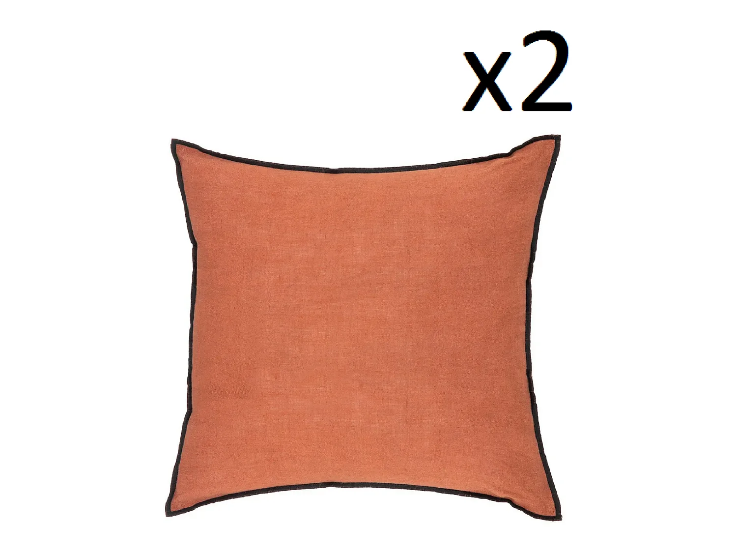 Lot de 2 coussin décoratif déhoussable en lin et coton rose terracotta - Longueur 45 x Profondeur 12 x Hauteur 45 cm