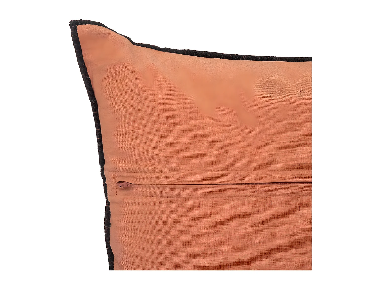 Lot de 2 coussin décoratif déhoussable en lin et coton rose terracotta - Longueur 45 x Profondeur 12 x Hauteur 45 cm