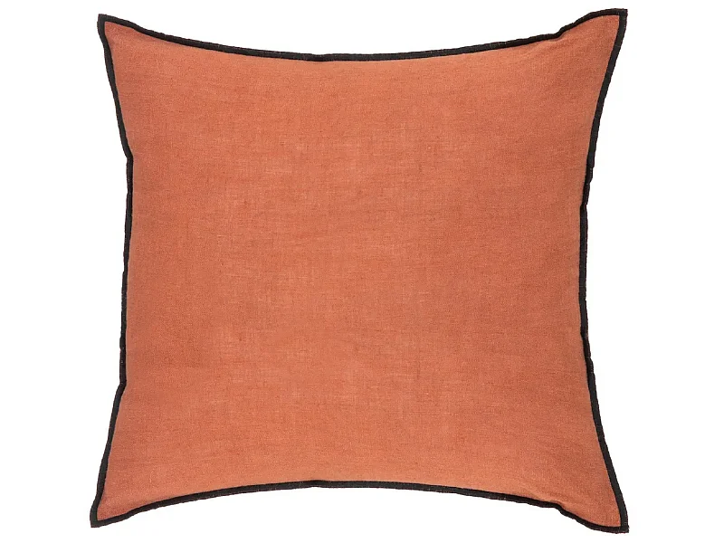 Lot de 2 coussin décoratif déhoussable en lin et coton rose terracotta - Longueur 45 x Profondeur 12 x Hauteur 45 cm
