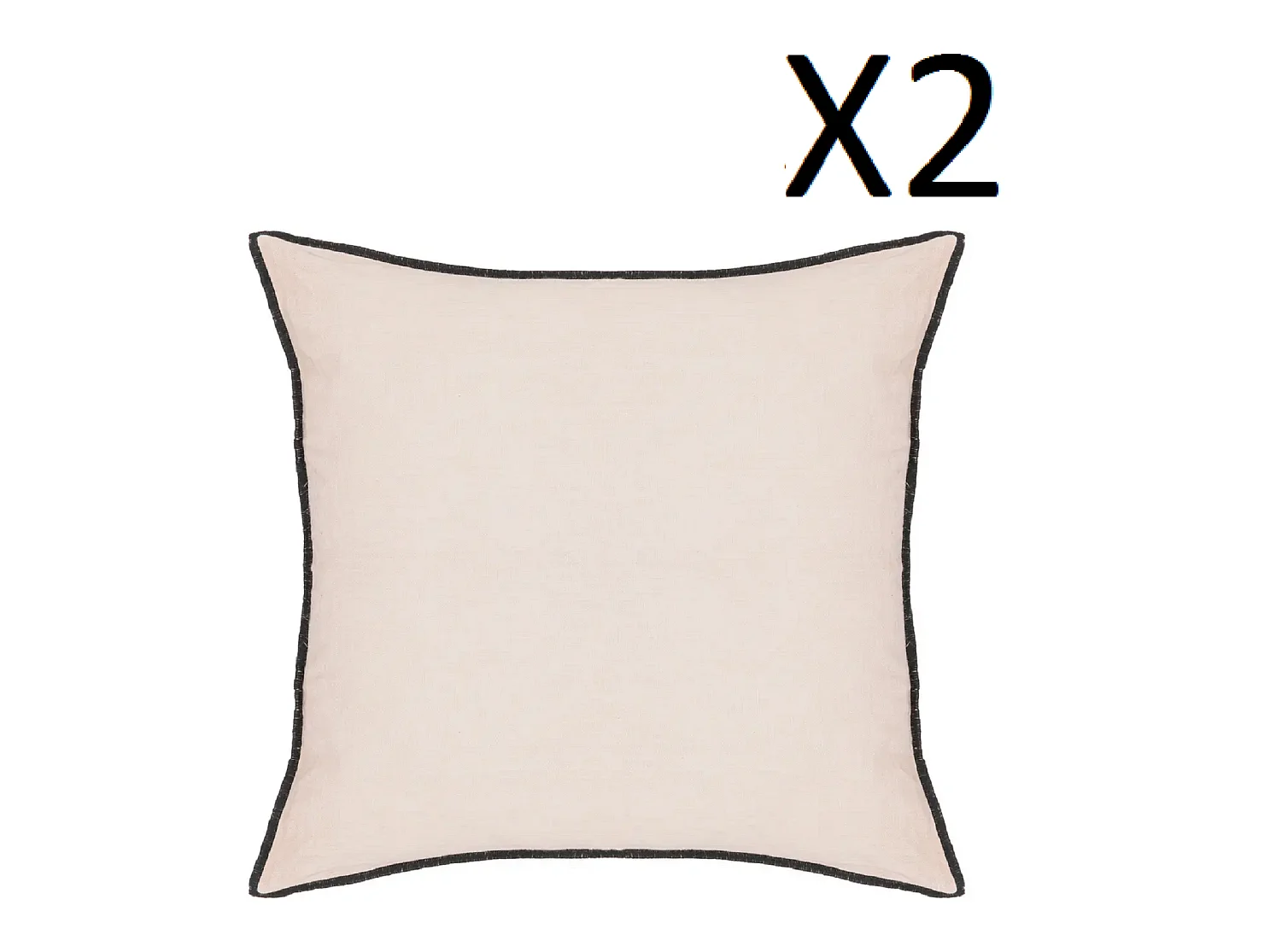 Lot de 2 coussin décoratif déhoussable en lin et coton coloris rose - Longueur 45 x Profondeur 12 x Hauteur 45 cm