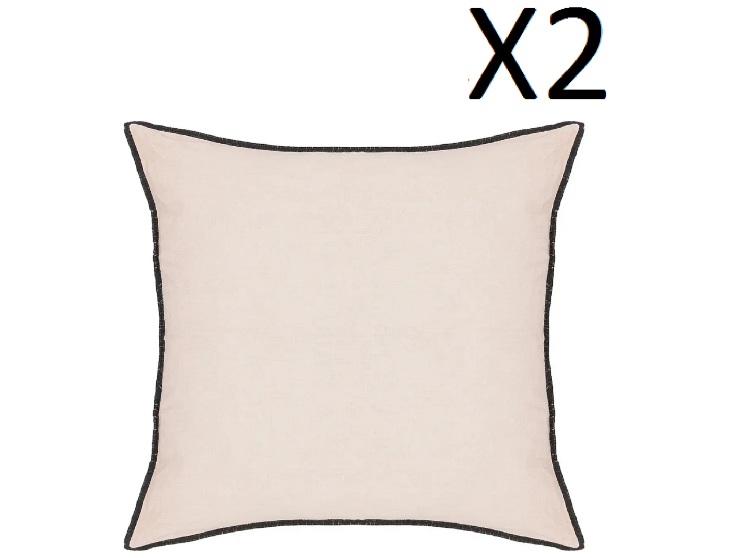 Lot de 2 coussin décoratif déhoussable en lin et coton coloris rose - Longueur 45 x Profondeur 12 x Hauteur 45 cm