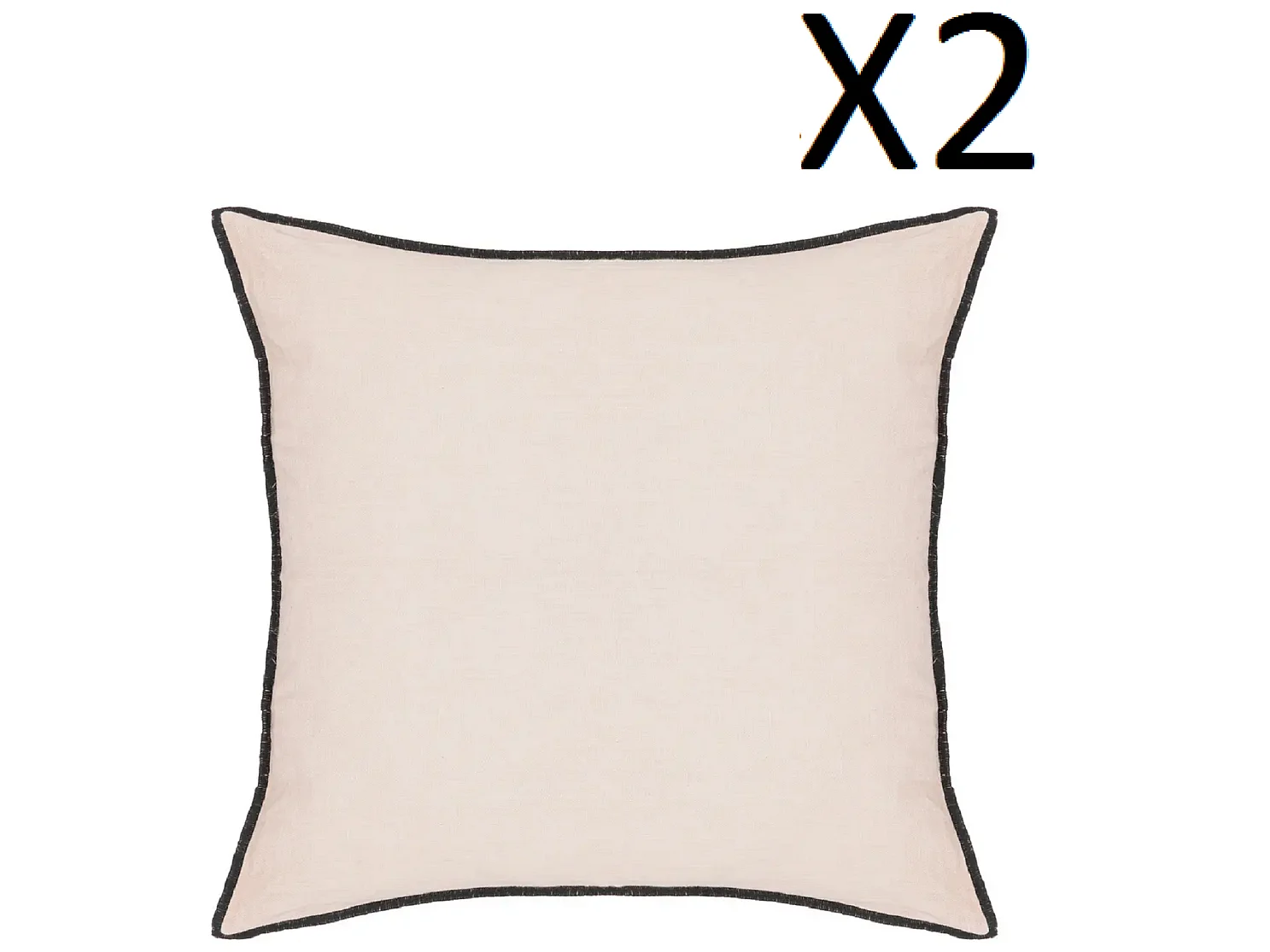 Lot de 2 coussin décoratif déhoussable en lin et coton coloris rose - Longueur 45 x Profondeur 12 x Hauteur 45 cm