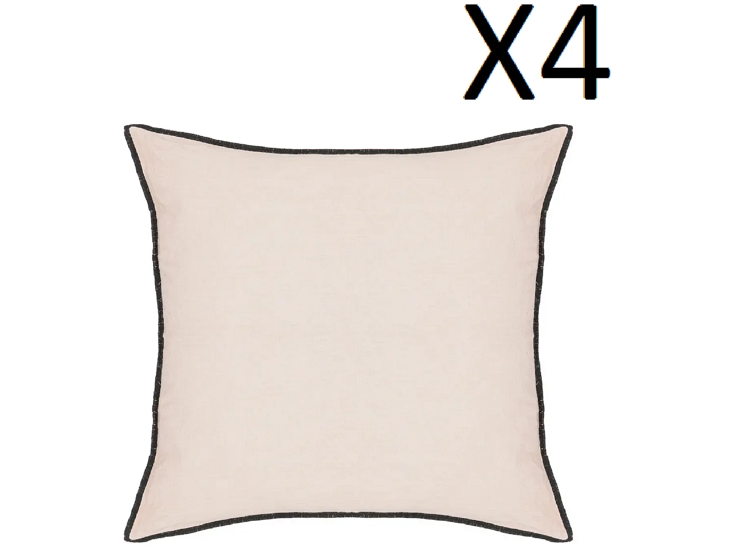 Lot de 4 coussin décoratif déhoussable en lin et coton coloris rose - Longueur 45 x Profondeur 12 x Hauteur 45 cm