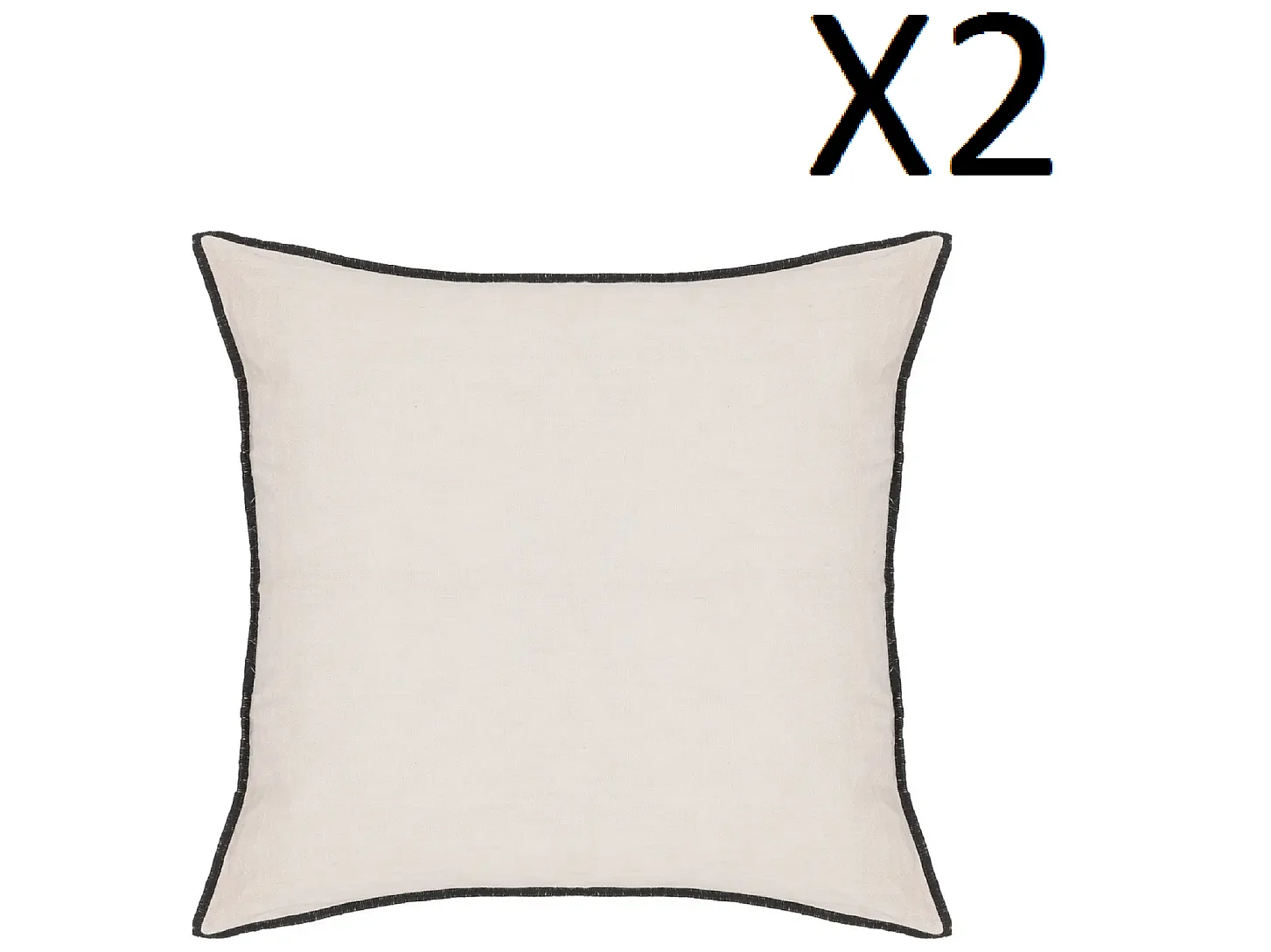 Lot de 2 coussin décoratif déhoussable en lin et coton coloris beige - Longueur 45 x Profondeur 12 x Hauteur 45 cm