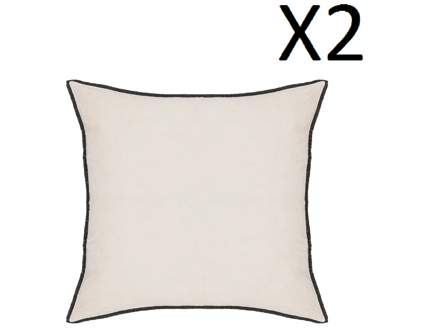 Lot de 2 coussin décoratif déhoussable en lin et coton coloris beige - Longueur 45 x Profondeur 12 x Hauteur 45 cm