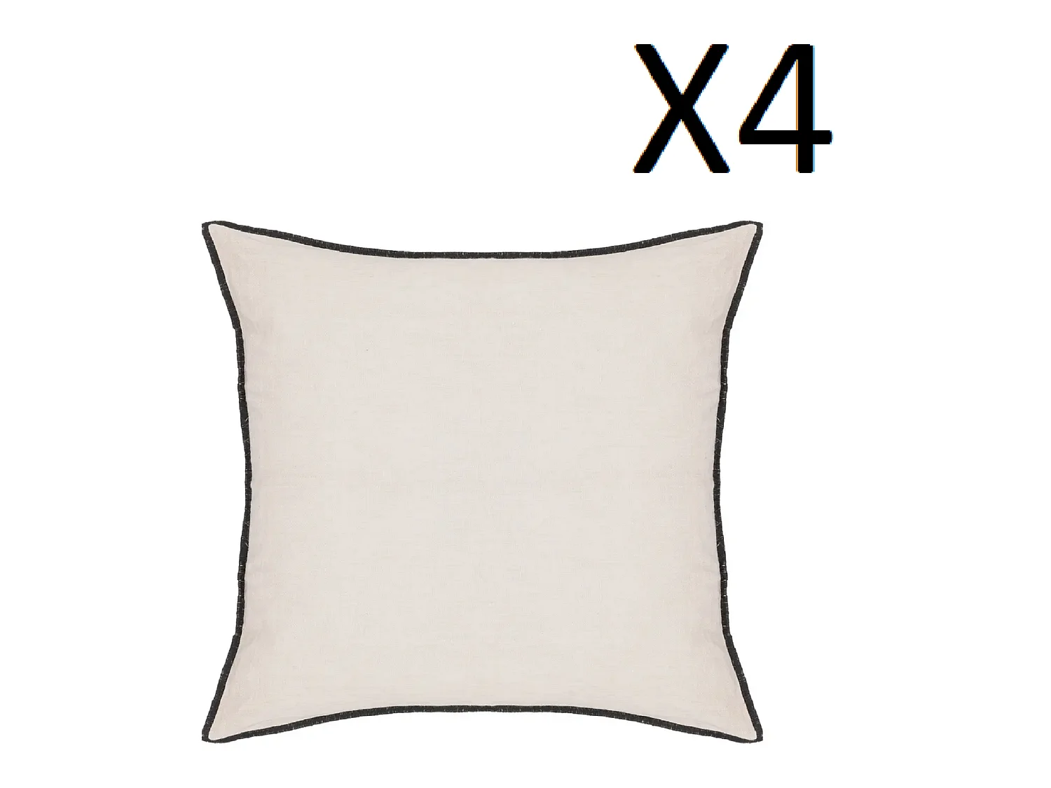 Lot de 4 coussin décoratif déhoussable en lin et coton coloris beige - Longueur 45 x Profondeur 12 x Hauteur 45 cm
