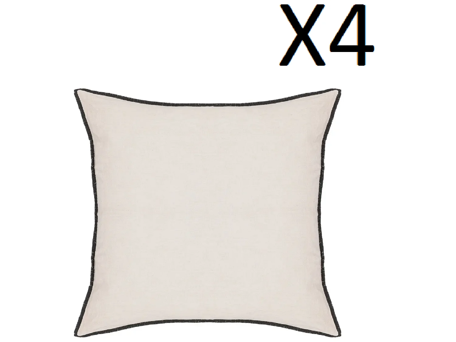 Lot de 4 coussin décoratif déhoussable en lin et coton coloris beige - Longueur 45 x Profondeur 12 x Hauteur 45 cm