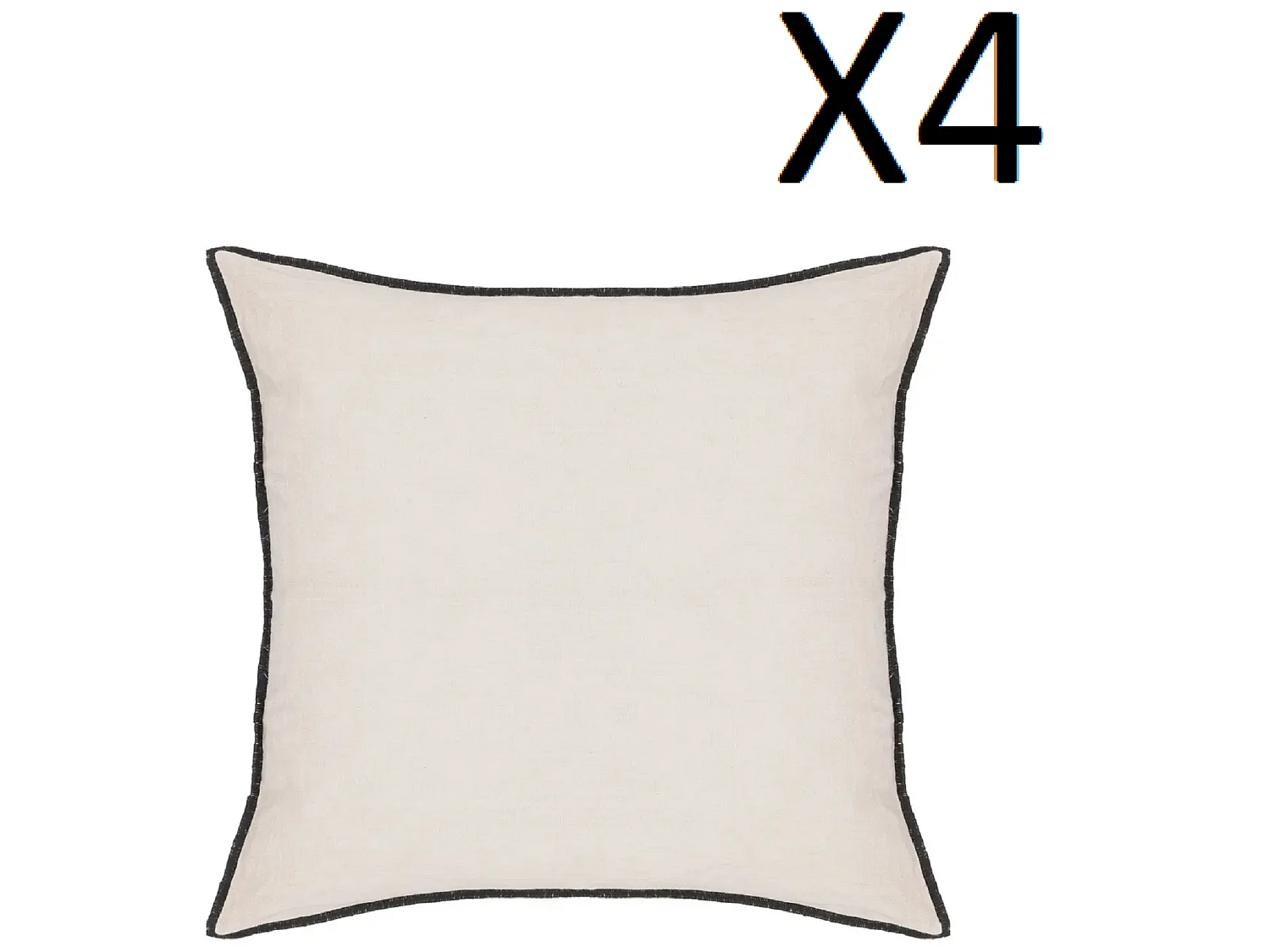Lot de 4 coussin décoratif déhoussable en lin et coton coloris beige - Longueur 45 x Profondeur 12 x Hauteur 45 cm