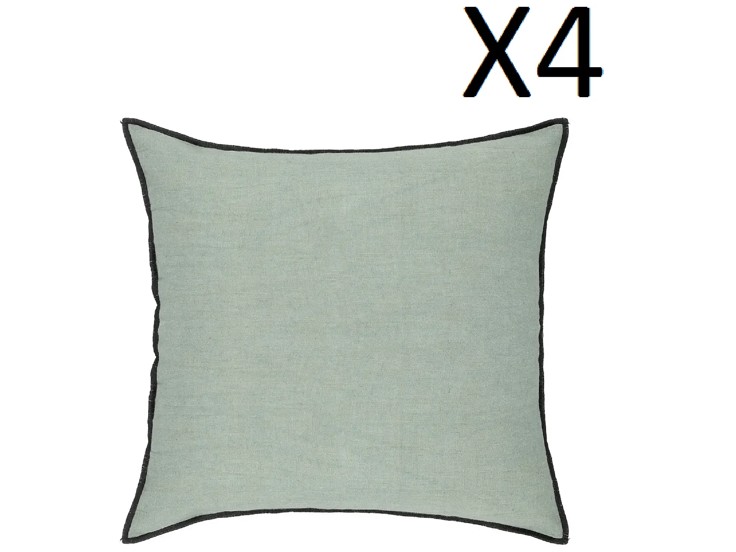 Lot de 4 coussin décoratif déhoussable en lin et coton coloris vert céladon - Longueur 45 x Profondeur 12 x Hauteur 45 cm