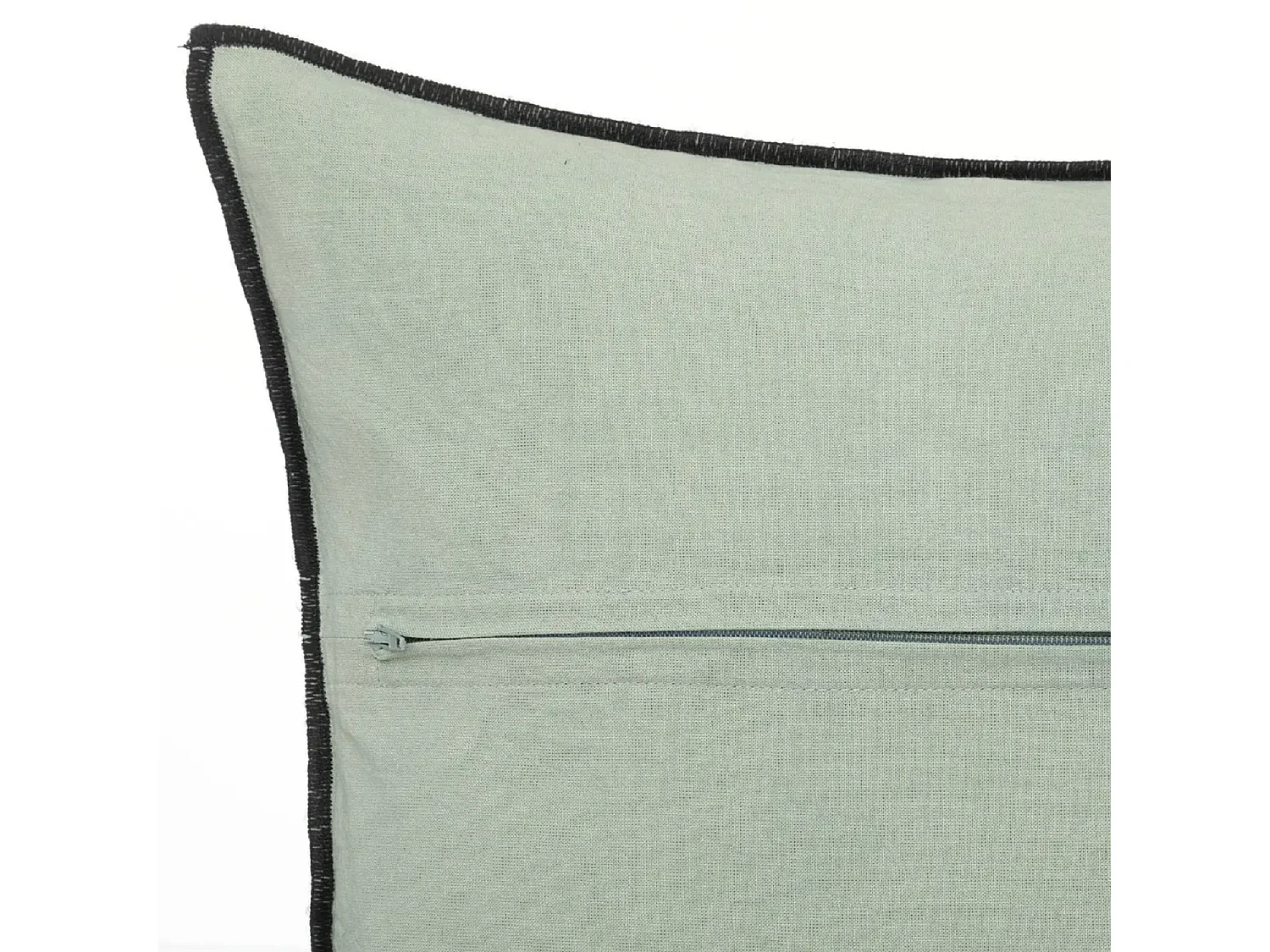 Lot de 4 coussin décoratif déhoussable en lin et coton coloris vert céladon - Longueur 45 x Profondeur 12 x Hauteur 45 cm