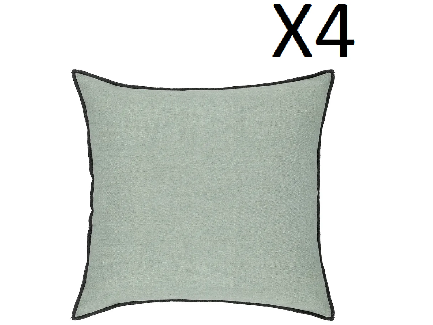 Lot de 4 coussin décoratif déhoussable en lin et coton coloris vert céladon - Longueur 45 x Profondeur 12 x Hauteur 45 cm