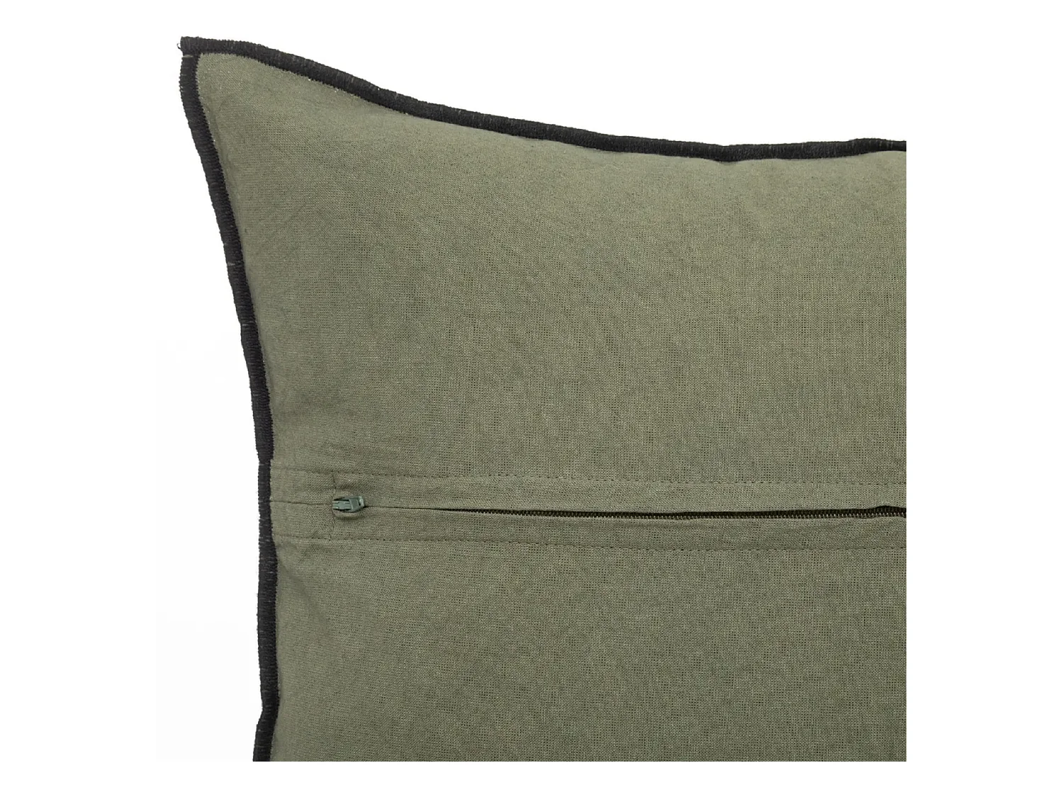 Lot de 4 coussin décoratif déhoussable en lin et coton coloris vert kaki - Longueur 45 x Profondeur 12 x Hauteur 45 cm