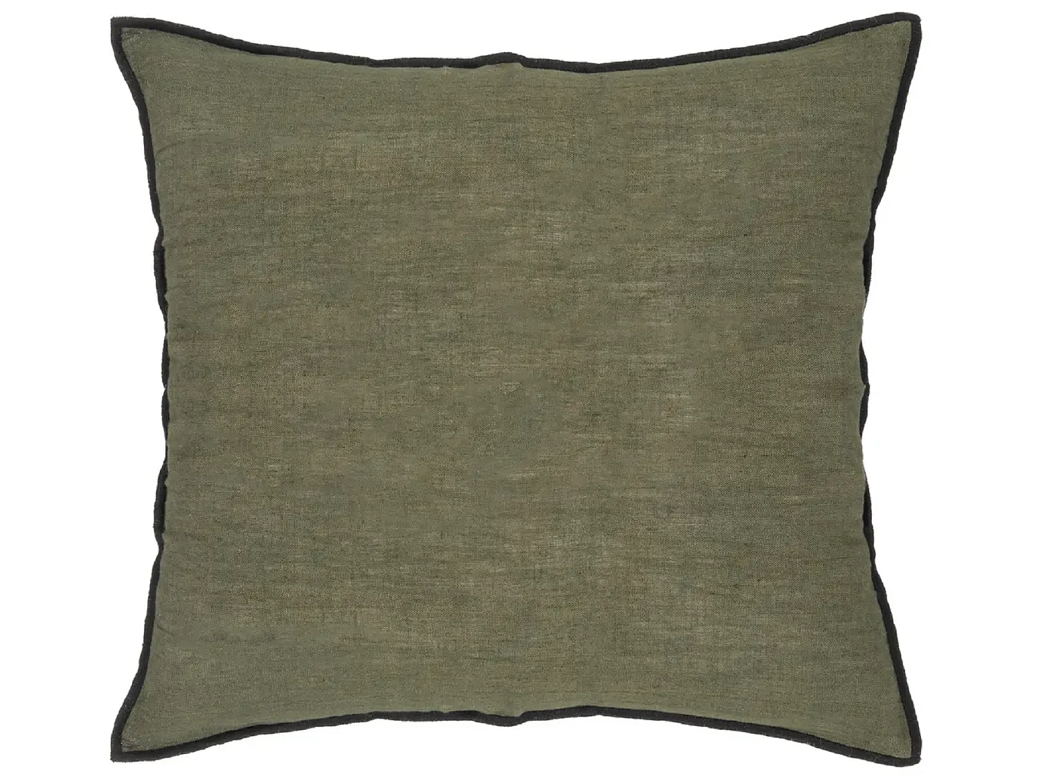 Lot de 4 coussin décoratif déhoussable en lin et coton coloris vert kaki - Longueur 45 x Profondeur 12 x Hauteur 45 cm