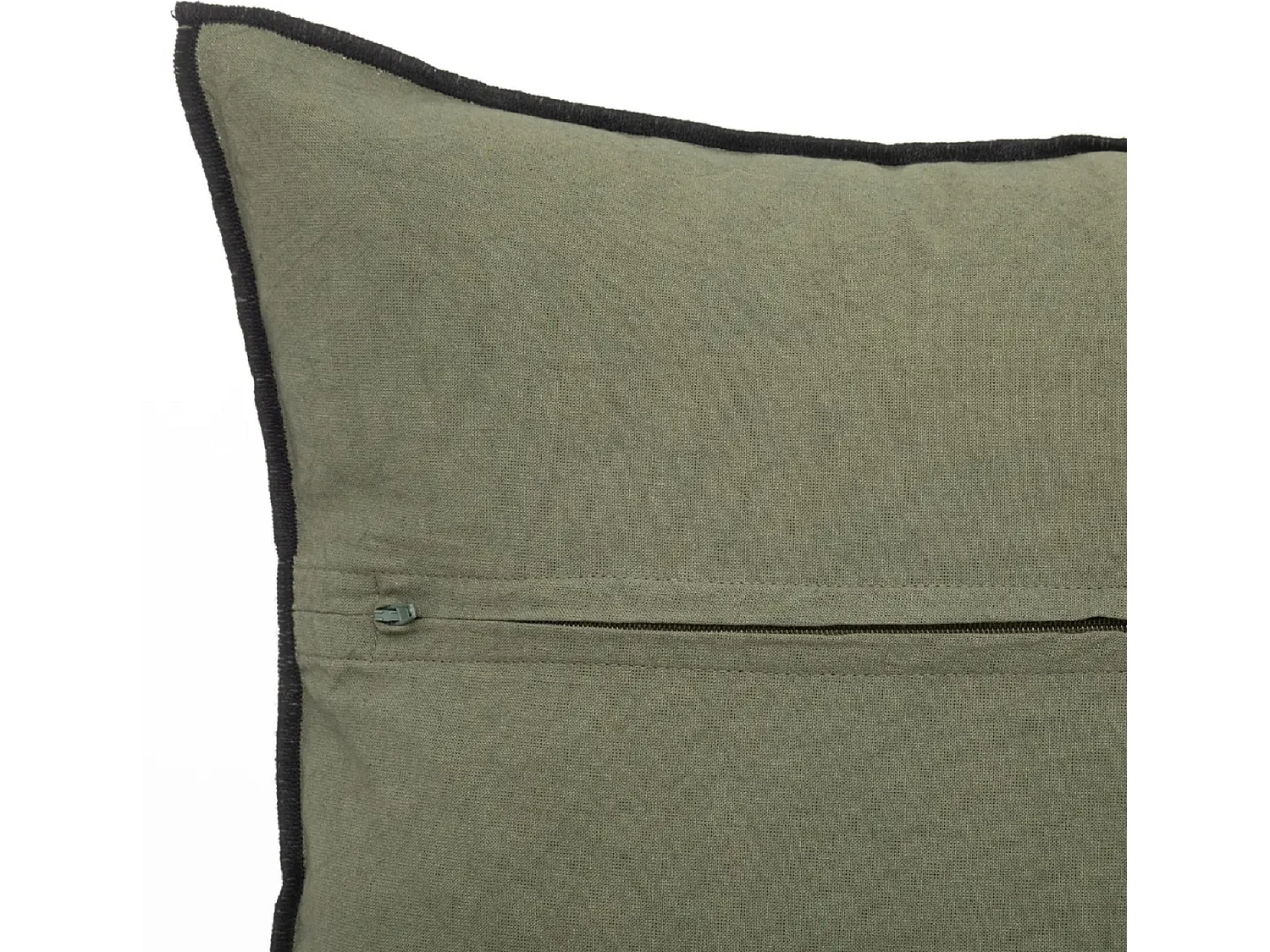 Lot de 4 coussin décoratif déhoussable en lin et coton coloris vert kaki - Longueur 45 x Profondeur 12 x Hauteur 45 cm